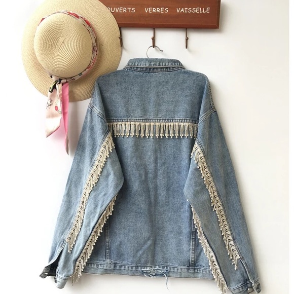 Kylie Taylor Swift Cowboy Diamond Denim Embellished Rhinestone Jean Jacket - Picture 5 of 11